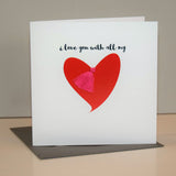 Valentine's Day Card, I love you with all my heart, Embellished with a tassel