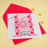 Welsh Birthday Card, Penblwydd Hapus, Age 11 Girl, padded star embellished