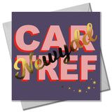 Welsh New Home Card, Cartref Newydd, Pink on Plum, with gold foil