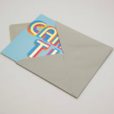 Welsh Dwynwen Day Card, Caru Ti, text foiled in shiny gold