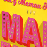 Welsh Mother's Day Card, I Fy Mam Fach I, text foiled in shiny gold