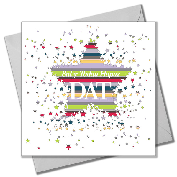 Welsh Father's Day Card, Sul y Tadau Hapus, Dat, Stars for Daddy