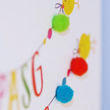 Welsh Easter Card, Pasg Hapus, Chicks with Bunting, Pompom Embellishe