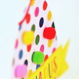 Welsh Easter Card, Pasg Hapus, Big Easter Egg, Pompom Embellished