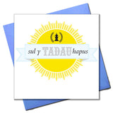 Welsh Father's Day Card, Sul y Tadau Hapus, Sun and Ribbon, Happy Father's Day