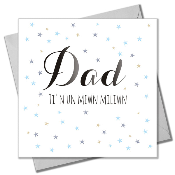 Welsh Father's Day Card, Sul y Tadau Hapus, Star Dad, You're One in a Million!
