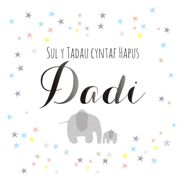 Welsh Father's Day Card Sul y Tadau Hapus Dadi, Elephants 1st Father's Day Daddy
