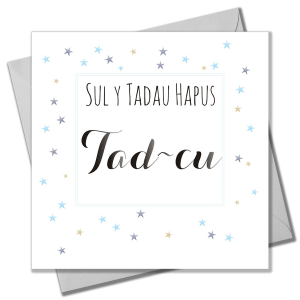 Welsh Father's Day Card, Sul y Tadau Hapus, Tad-cu, Stars, Papa