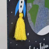 Welsh Father's Day Card, Sul y Tadau Hapus, Best Daddy Rocket Tassel Embellished