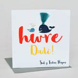 Welsh Father's Day Card, Sul y Tadau Hapus Daddy & Baby Whale Tassel Embellished