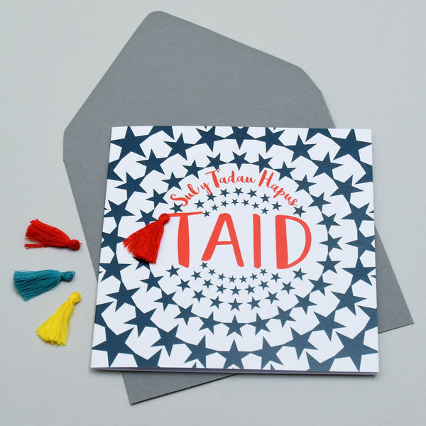 Welsh Father's Day Card, Sul y Tadau Hapus Taid, Grandad, Tassel Embellished
