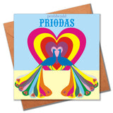 Welsh Wedding Card, Peacock Heart, Happy Anniversary