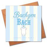 Welsh Baby Card, Blue Stripes, Hello Baby Boy