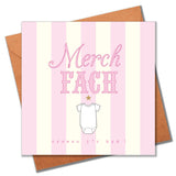 Welsh Baby Card, Pink Stripes, Hello Baby Girl