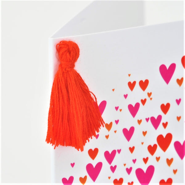 Valentine's Day Card, Bouquet, Embellished with a colourful tassel