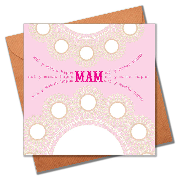 Welsh Mother's Day Card, Sul y Mamau Hapus, Doilies, Happy Mother's Day Mum