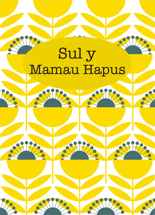 Welsh Mother's Day Card, Sul y Mamau Hapus, Flowers, See through acetate window