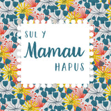 Welsh Mother's Day Card, Sul y Mamau Hapus, Floral Pattern, Pompom Embellished