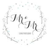 Welsh Wedding Card, Flowers, Mr & Mr