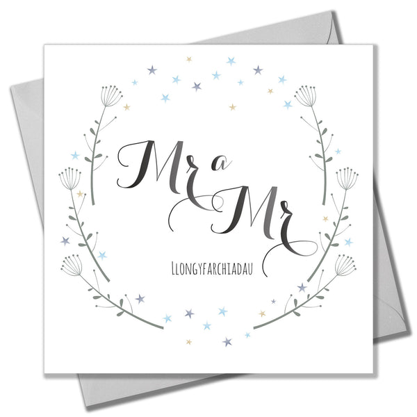 Welsh Wedding Card, Flowers, Mr & Mr
