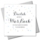 Welsh Wedding Card, Blue Stripes, Thank you for being our Usher