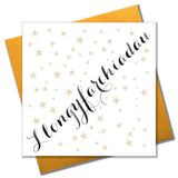 Welsh Congratulations Card, Gold Stars