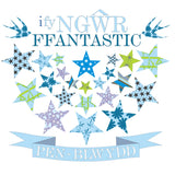 Welsh Husband Birthday Card, Penblwydd Hapus Gwr, Blue Stars