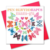 Welsh Grandma Birthday Card, Penblwydd Hapus Mam-gu, Butterflies