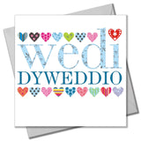 Welsh Wedding Card, Patterned Hearts, Congratulations on your Engagement