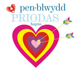 Welsh Wedding Card, Arrows and Heart, Happy Anniversary