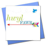 Welsh Good Luck Leaving Card, Arrow and Bird, Bon Voyage