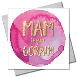 Welsh Mother's Day Card, Sul y Mamau Hapus, Mam, Pink Circle