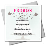 Welsh Wedding Card, Cake and Birds, Wedding Congratulations