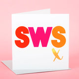 Welsh Valentines Day Card, SWS, Kiss, text foiled in shiny gold