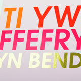 Welsh Valentines Day Card, You're my Favourite, text foiled in shiny gold