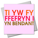 Welsh Valentines Day Card, You're my Favourite, text foiled in shiny gold