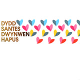 Welsh Valentines Day Card, Hearts, text foiled in shiny gold