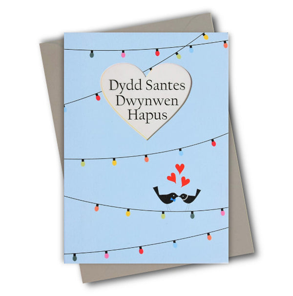 Welsh St Dwynwen Valentine's Day Card, Love Birds, See through window