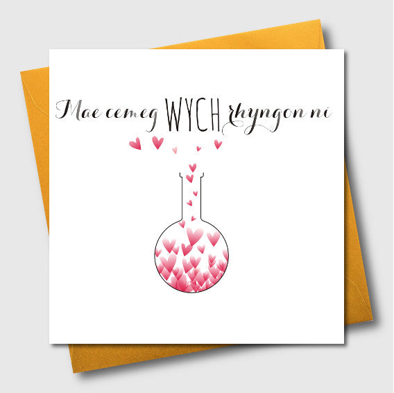 Welsh Valentine's Day Card, Love Potion, We have Great Chemistry