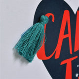 Welsh Husband Valentine's Day Card, Gwr, Blue Heart Love You, Tassel Embellished