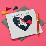 Welsh Valentine's Day Card, Heart, will you be my unicorn, Tassel Embellished