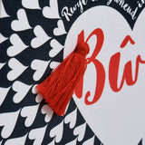 Welsh Valentine's Day Card, Heart of Hearts, BOOM, Tassel Embellished