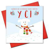 Welsh Christmas Card, Nadolig Llawen, Ci, From the Dog, Pompom Embellished