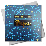 Christmas Card, Papa Berries & Stars, text foiled in shiny gold
