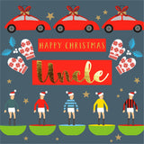 Christmas Card, Uncle Subuteo & Cars, text foiled in shiny gold