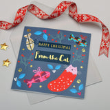 Christmas Card, From the Cat, text foiled in shiny gold