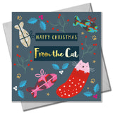 Christmas Card, From the Cat, text foiled in shiny gold