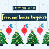 Christmas Card, From our house to yours, text foiled in shiny gold