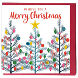 Christmas Card, Christmas Trees, Embellished with colourful pompoms
