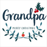 Christmas Card, Laurel & Holly, Grandpa, Embellished with colourful pompoms